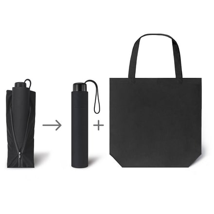 Werbeartkel individuell bedruckbar Regenschirm Super Mini & Shopper schwarz Taschenschirm