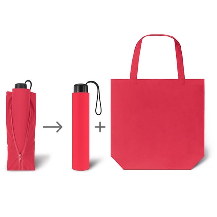 Werbeartkel individuell bedruckbar Regenschirm Super Mini & Shopper rot Taschenschirm