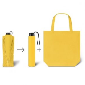 Werbeartkel individuell bedruckbar Regenschirm Super Mini & Shopper gelb Taschenschirm