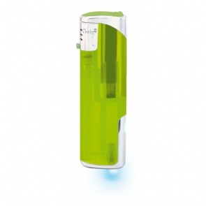 Werbeartikel Feuerzeug hellgrün grün individuell bedruckbar LED blau