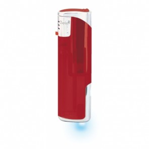 Werbeartikel Feuerzeug rot individuell bedruckbar LED blau